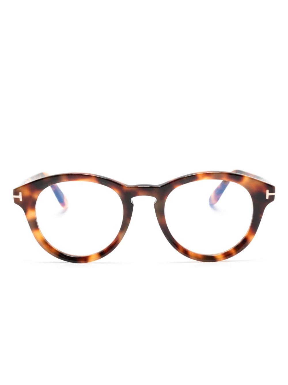 TOM FORD Eyewear tortoiseshell round-frame glasses - Braun