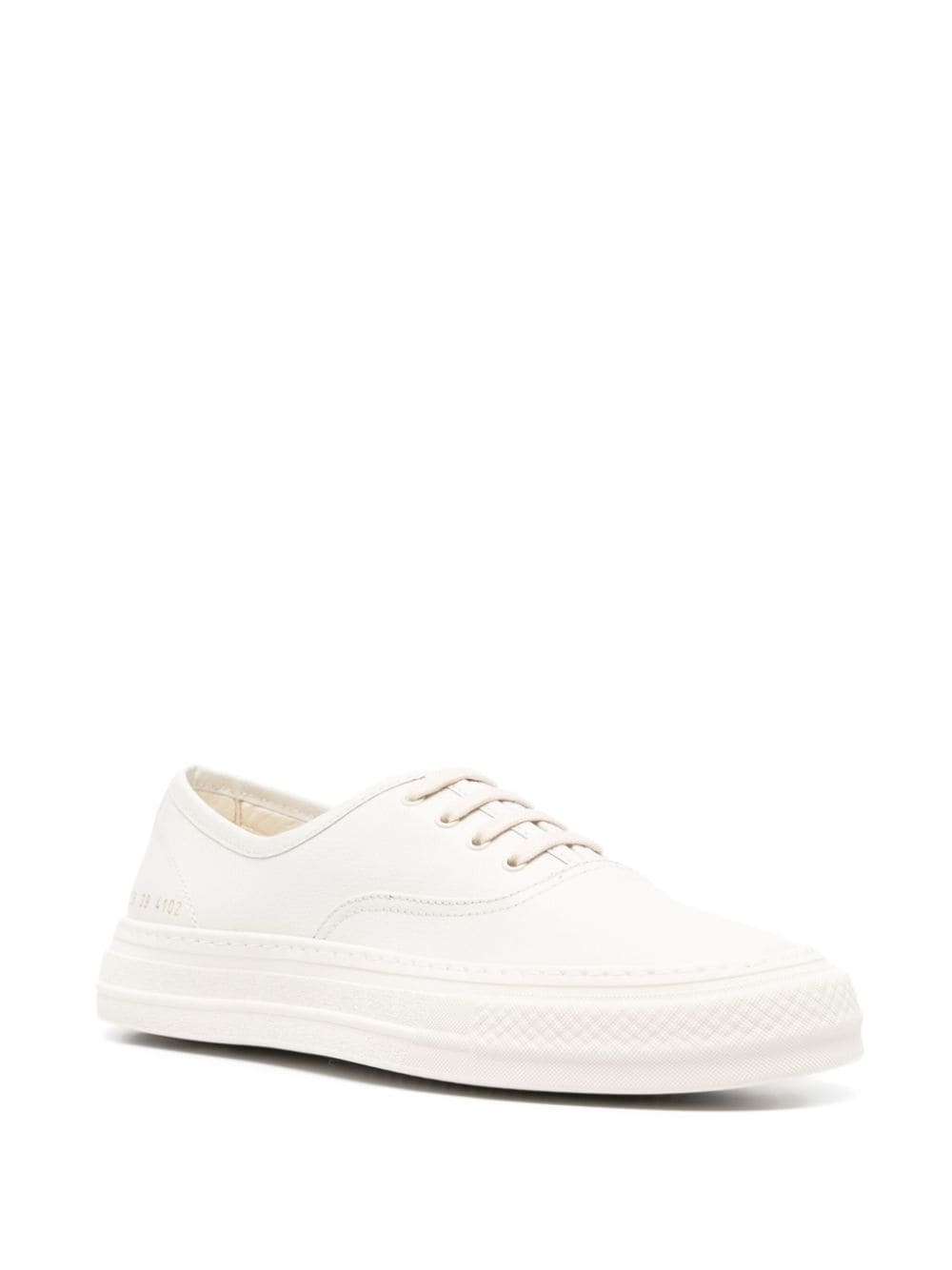 Common Projects logo-print leather sneakers - Beige