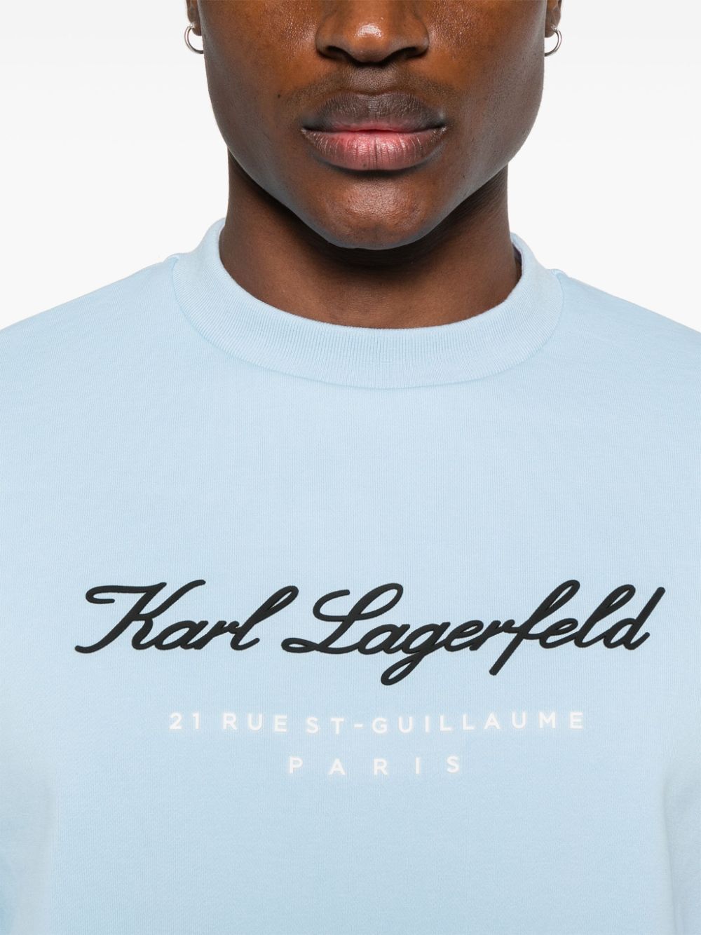 Shop Karl Lagerfeld Logo-raised Sweatshirt In Blue