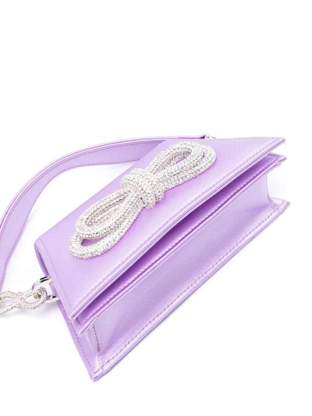 Shop Mach & Mach Bow-detail Satin Mini Bag In Purple