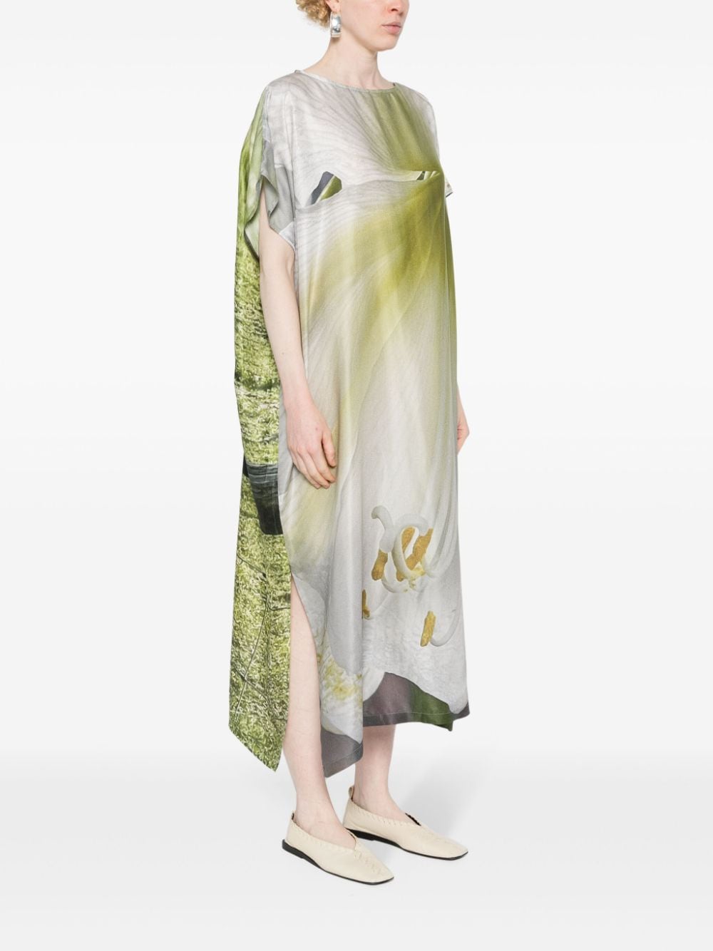 Barbara Bologna Rochie satijnen jurk met print Groen
