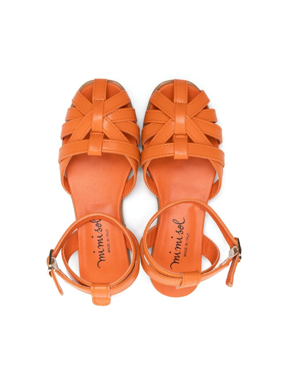 Shop Mi Mi Sol Caged Round-toe Sandals In Orange