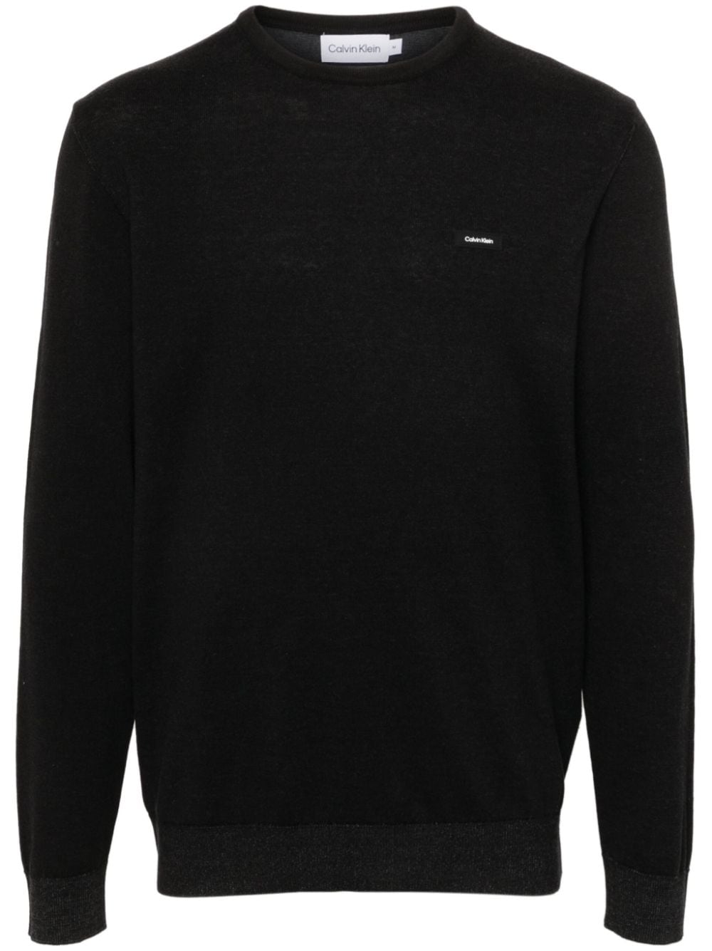 Calvin Klein Logo-patch Cotton Jumper In Black