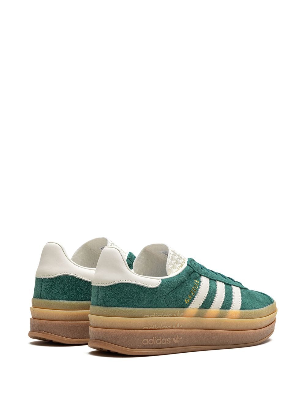 Shop Adidas Originals Gazelle Bold "green / White / Gold" Sneakers
