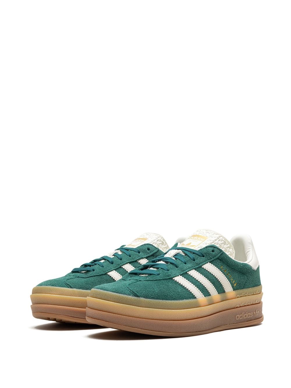 Shop Adidas Originals Gazelle Bold "green / White / Gold" Sneakers