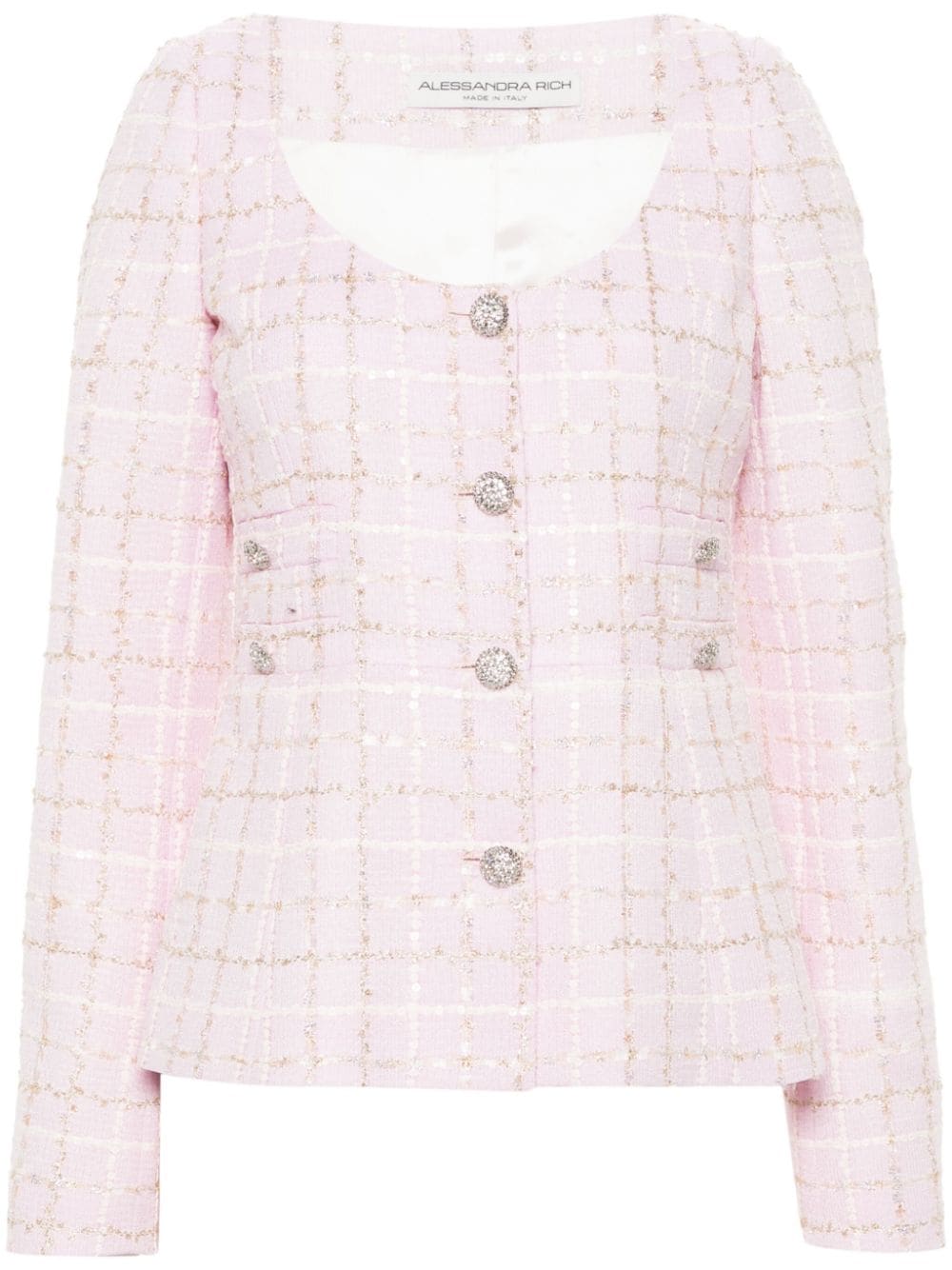 Alessandra Rich Sequin-embellished Tweed Jacket In Pink
