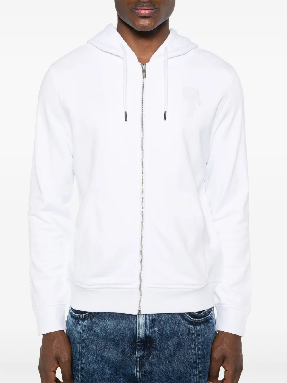 Karl Lagerfeld Ikonik Karl-print Zipped Hoodie In White