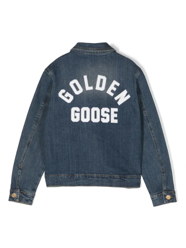 Golden Goose Kids logo-patch Denim Jacket Blue FARFETCH IN