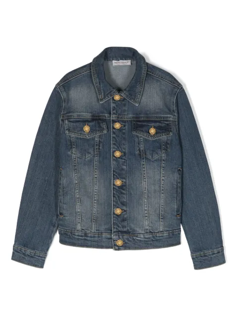 Golden Goose Kids Jaqueta jeans com patch de logo