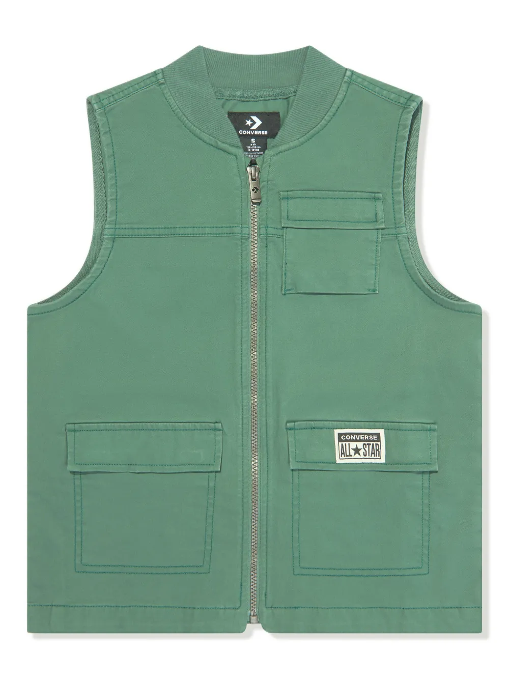 Converse Kids logo-appliqué zip-up gilet | Green | Image 1