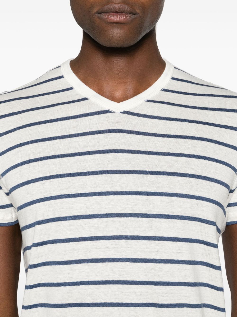 Shop Majestic Striped V-neck T-shirt In White
