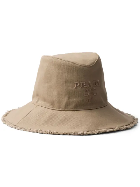 Prada logo-embroidered cotton bucket hat