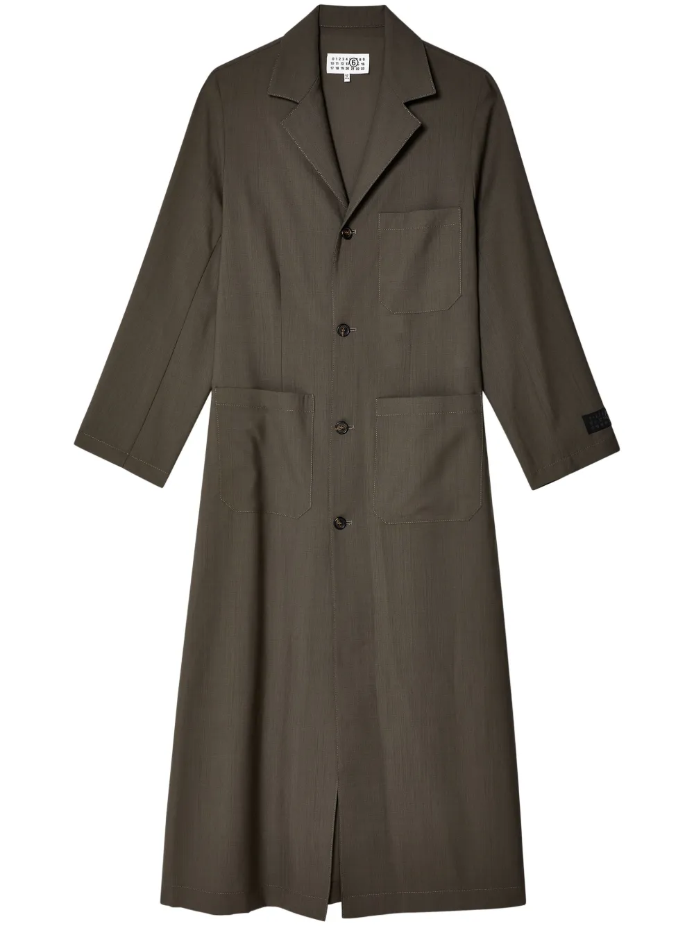 Shop Mm6 Maison Margiela Single-breasted Virgin Wool Coat In Brown