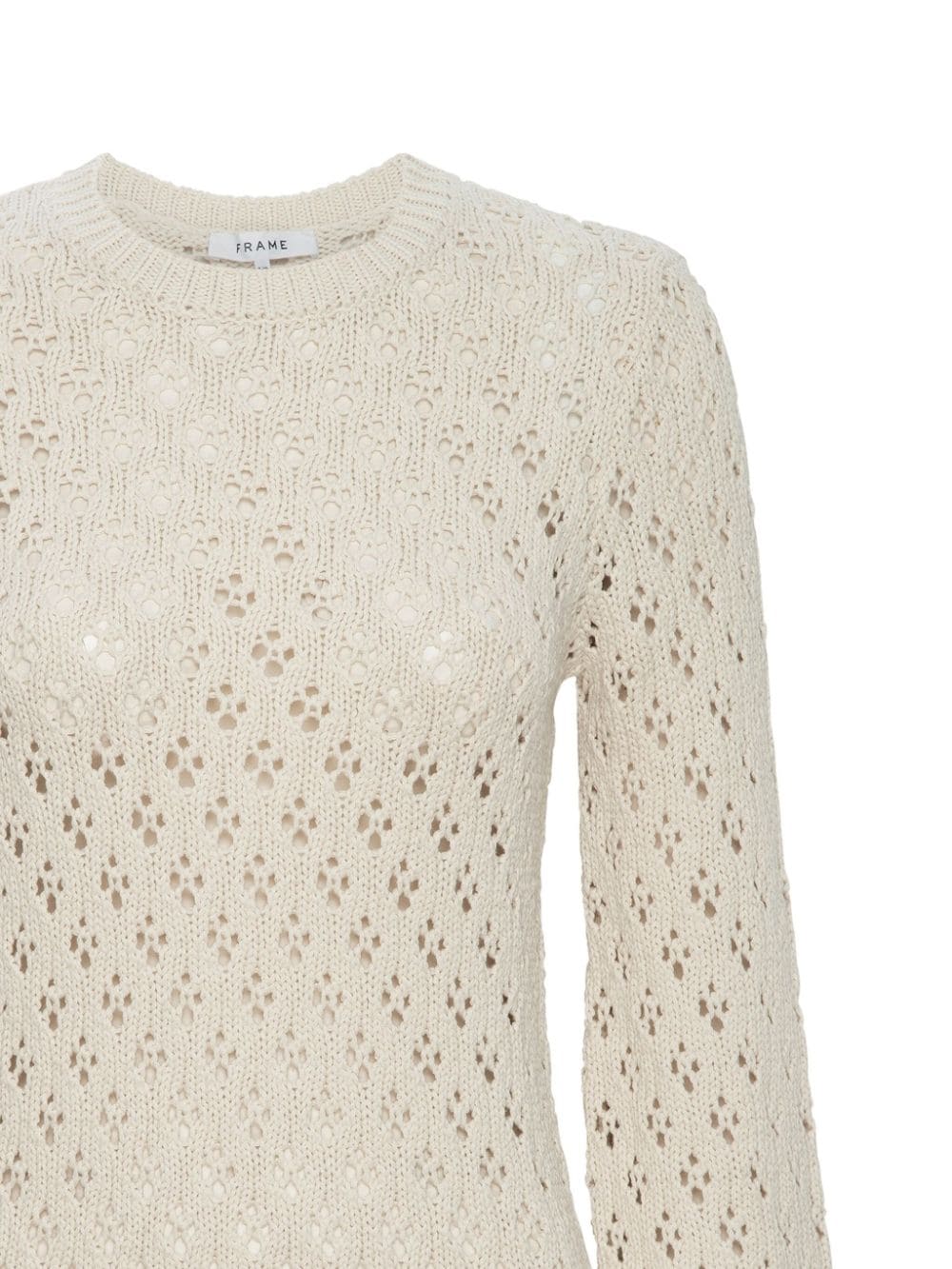 Shop Frame Crochet Organic Cotton-silk Shift Dress In Neutrals