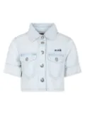 MSGM Kids logo-embroidered cropped shirt - Blue