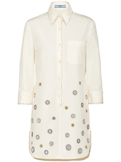 Prada appliqué-detail cotton shirtdress