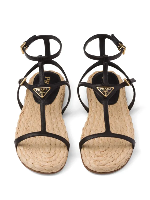 Prada レザーサンダル | ブラック | FARFETCH JP