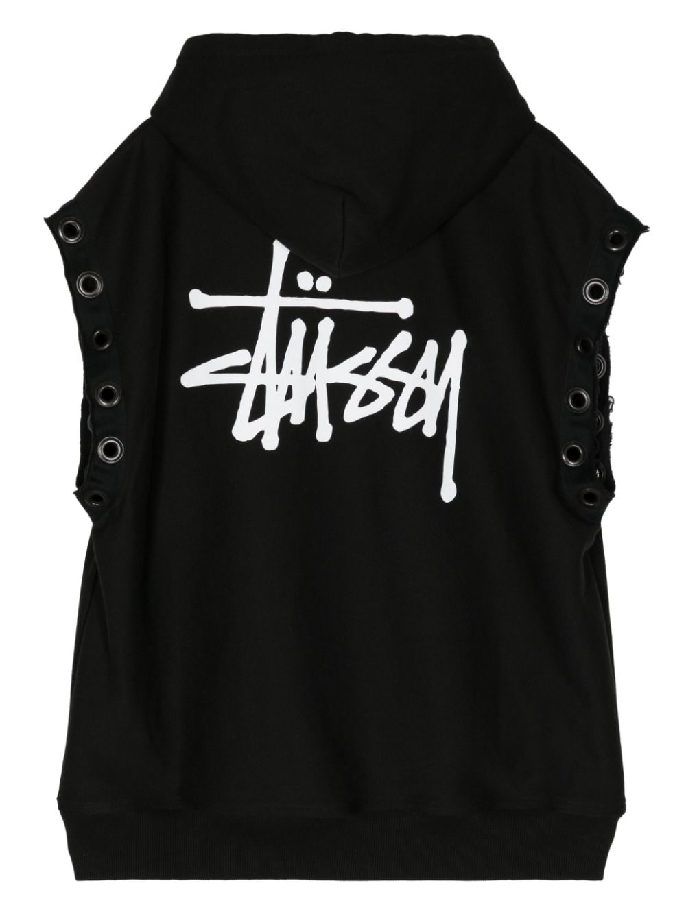 Junya Watanabe MAN x Stussy logo-print sleeveless hoodie - Zwart