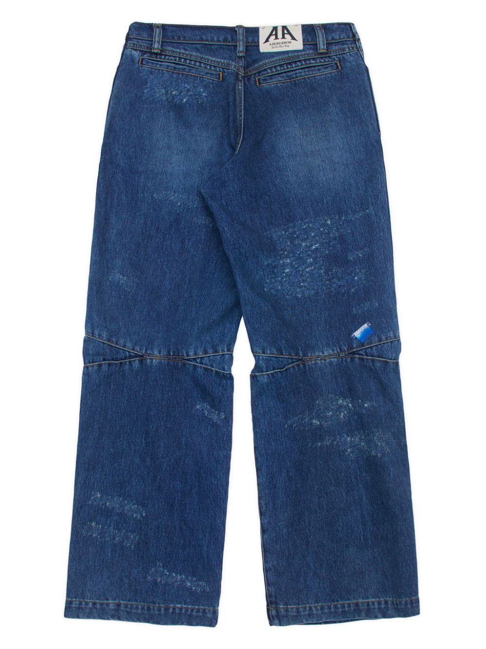 Shop Ader Error Distressed Wide-leg Jeans In Blue