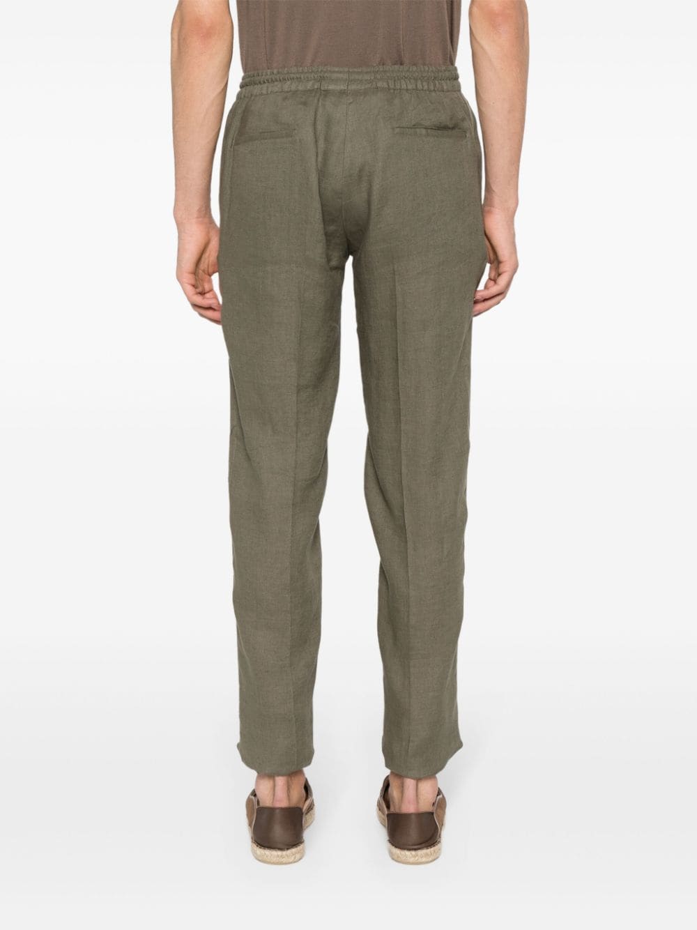 Shop Kiton Linen Tailored Trousers In Green