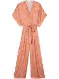 Merci floral-print satin jumpsuit - Gold