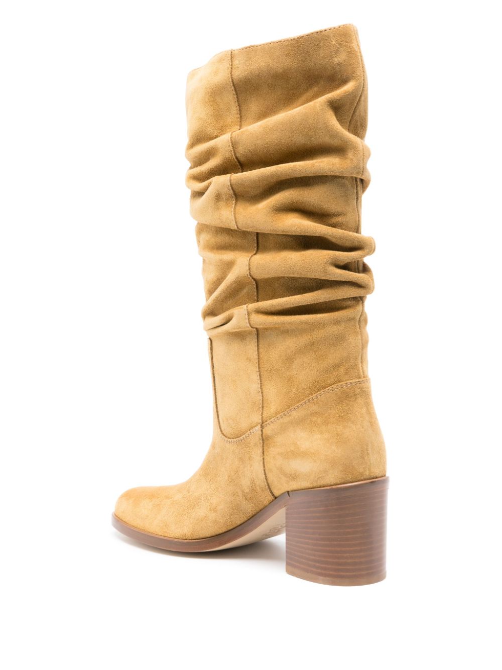 Shop Via Roma 15 65mm Suede Ruched Boots In Brown