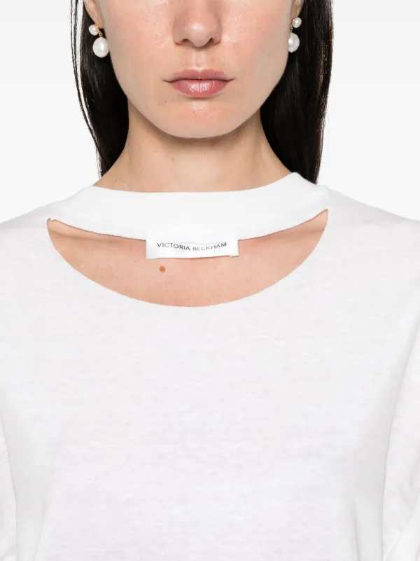 Victoria Beckham cut-out Detail T-shirt | White | FARFETCH