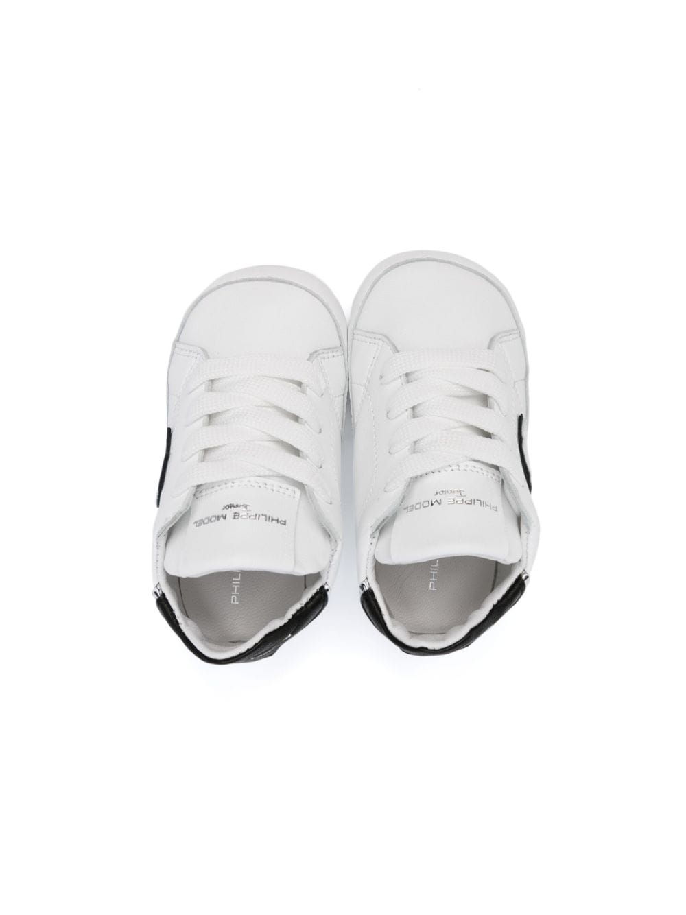 Shop Philippe Model Logo-patch Leather Pre-walkers In White