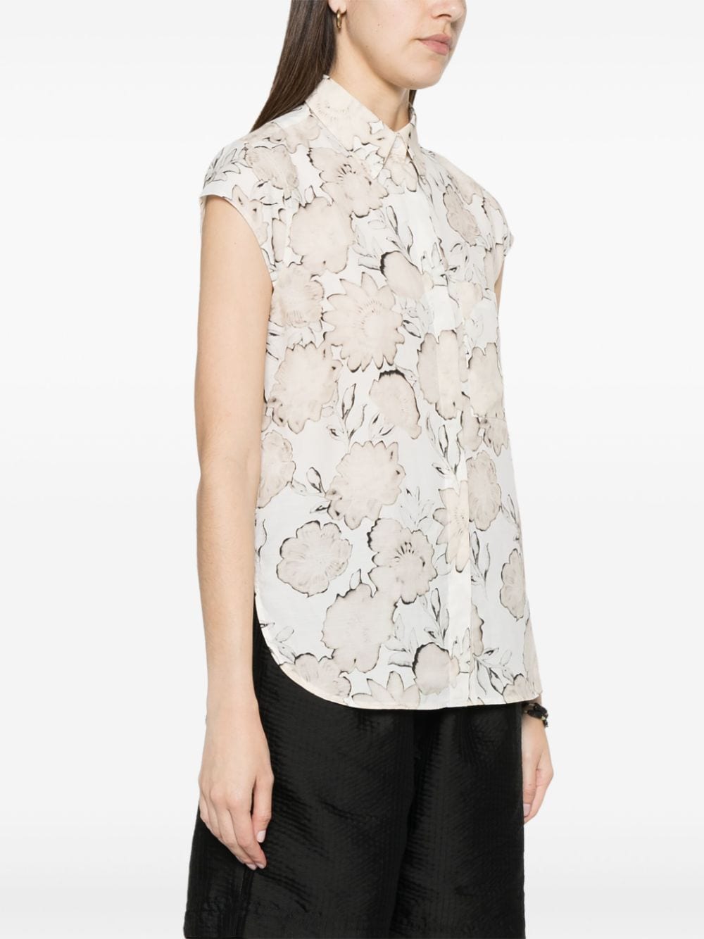 Shop Christian Wijnants Taung Floral-print Shirt In Nude
