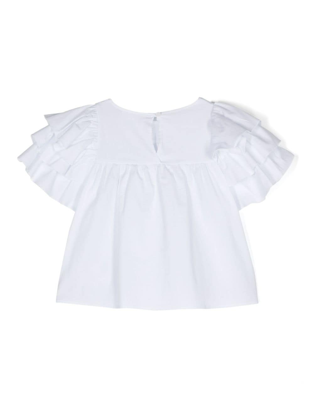 Shop Douuod Ruffled-sleeves Cotton Blouse In White