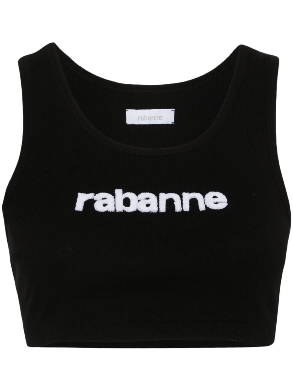 Rabanne flocked-logo ribbed top - Nero