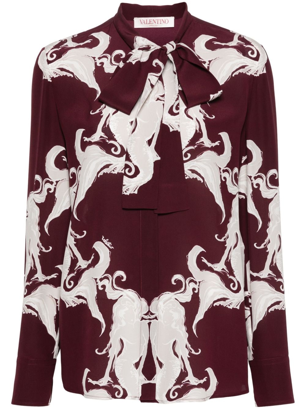 Valentino Garavani mermaid-print silk blouse - Rosso