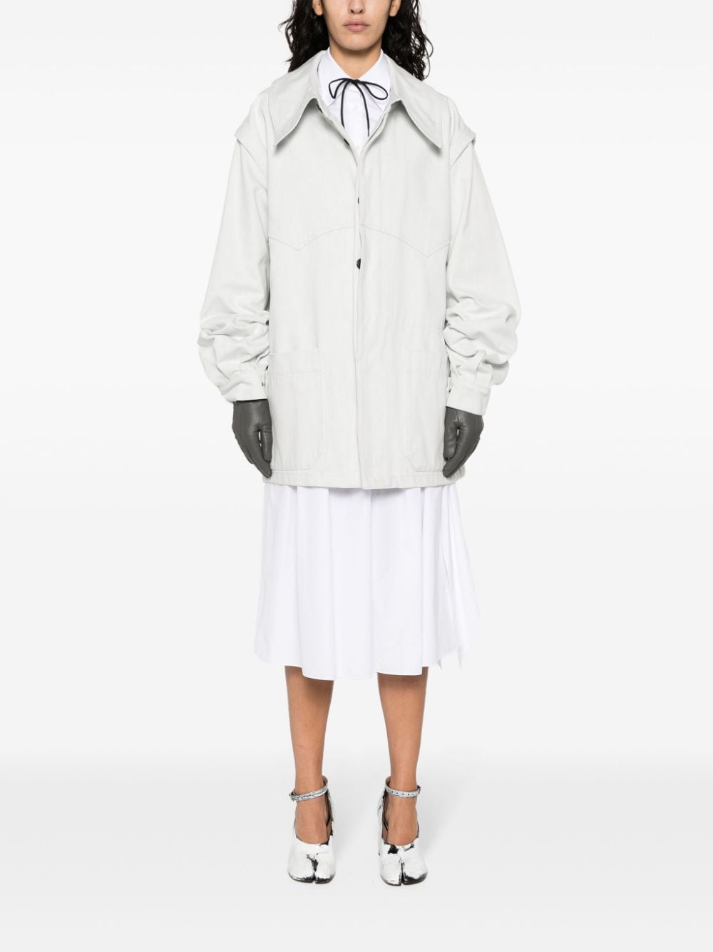 Shop Maison Margiela Oversize-collar Denim Jacket In Grey