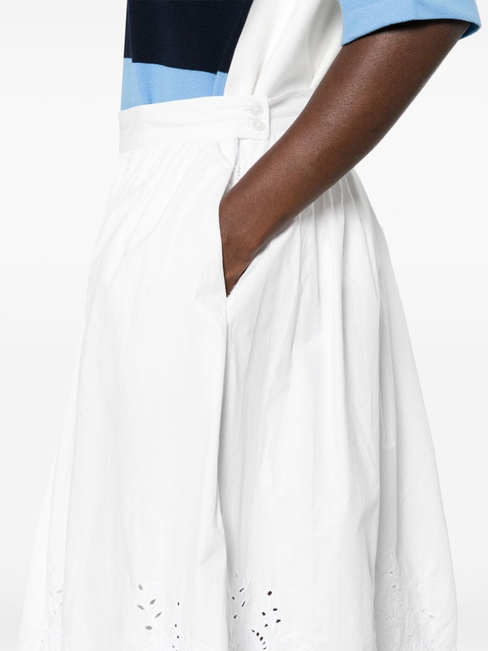 Shop Stella Nova Broderie Anglaise Poplin Midi Skirt In White