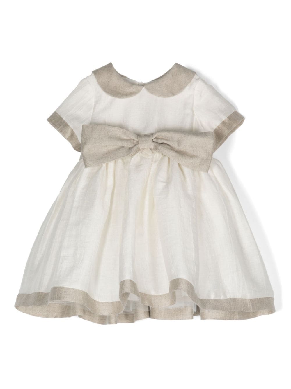 Le Bebé Enfant Babies' Contrasting-trim Voluminous Dress In White
