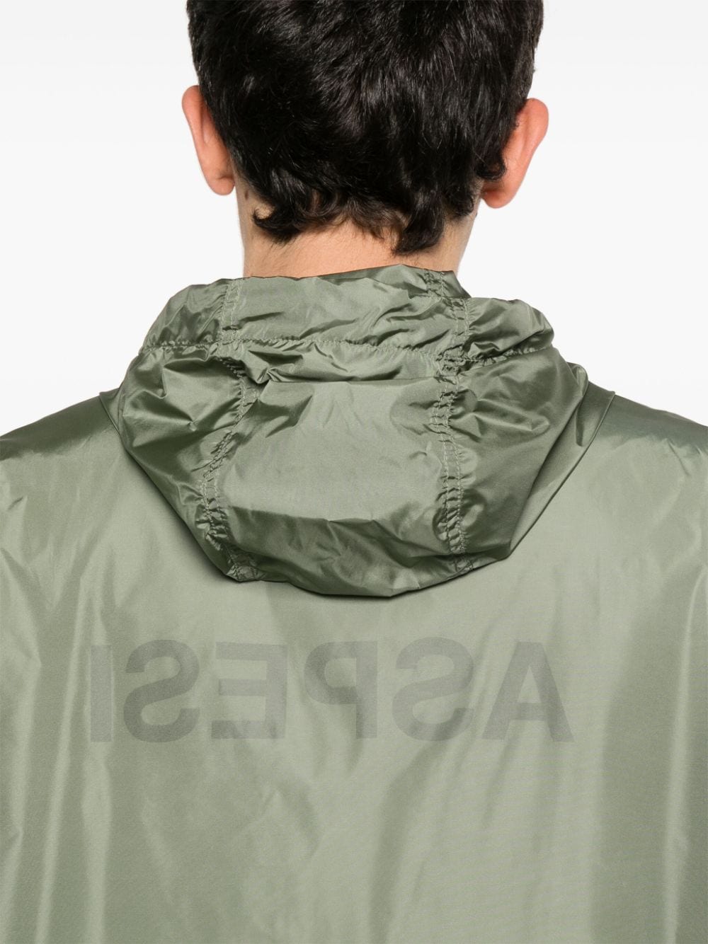 Shop Aspesi Lightweight Hooded Raincoat In Green