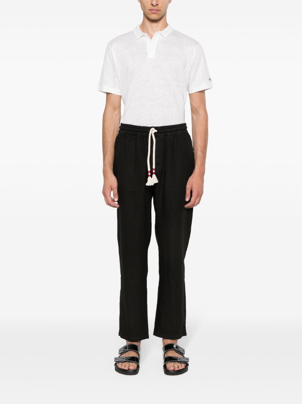 Shop Mc2 Saint Barth Calais Linen Trousers In Black