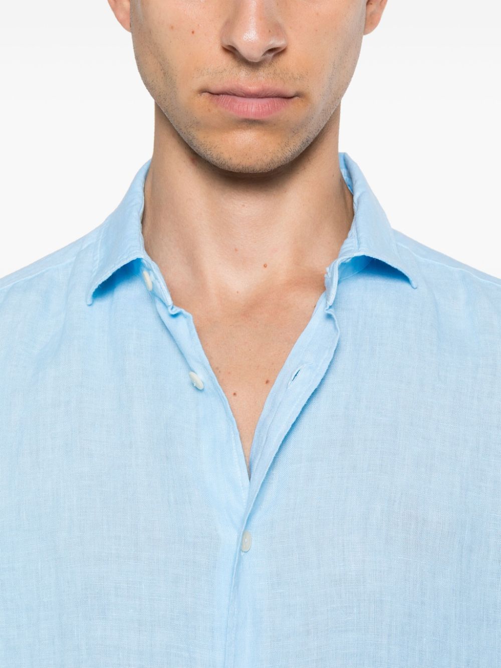 Shop Mc2 Saint Barth Pamplona Linen Shirt In Blue