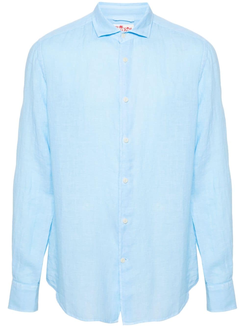 Mc2 Saint Barth Pamplona Shirt In Cyan Linen In Blue