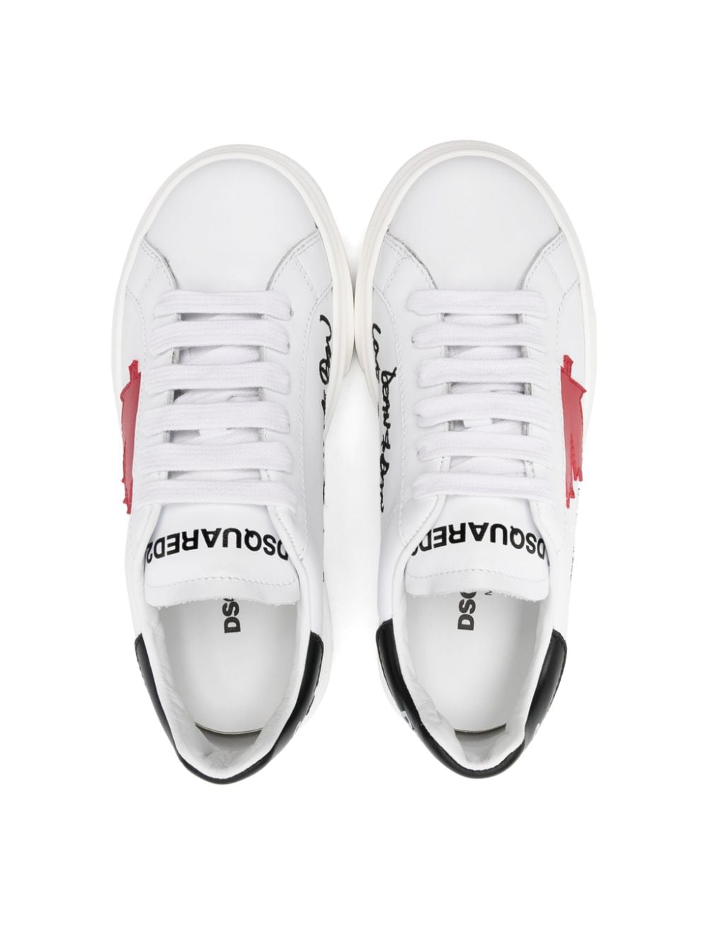 Shop Dsquared2 Maple-leaf Leather Sneakers In White