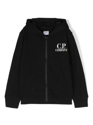 C.P. Company Kids Goggles-detail zip-up Hoodie | Black | FARFETCH