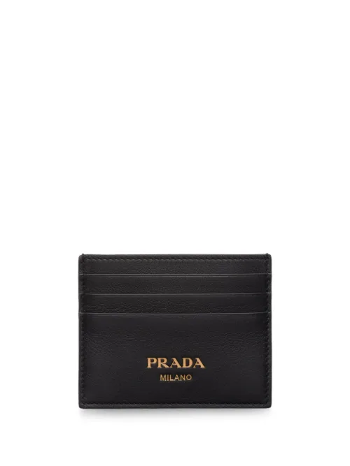 Porte-cartes en cuir à logo imprimé - Prada - Modalova