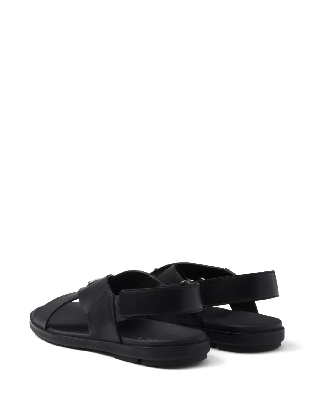 Shop Prada Crossover-straps Leather Sandals In Schwarz