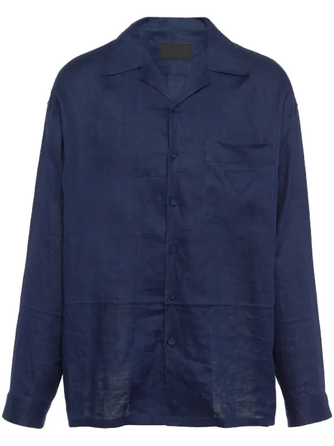 Prada notched-collar linen shirt