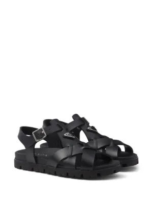 PRADA クロスバンドサンダル ブラック 7 プラダメンズサンダル Prada Sandals for Men | FARFETCH