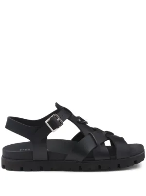 Prada レザー ストラップ サンダル | ブラック | FARFETCH JP