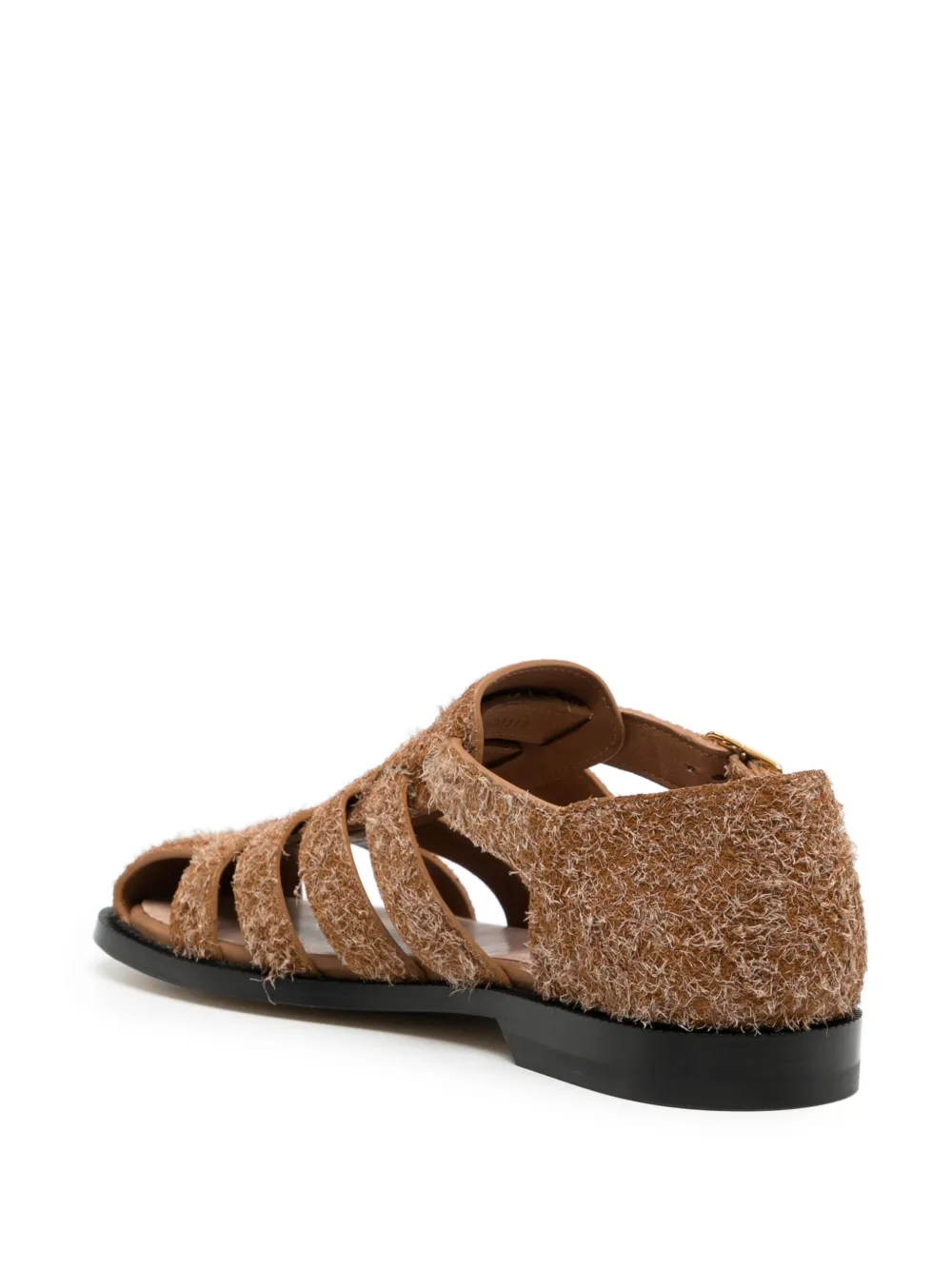 LOEWE Campo suede caged sandals Brown