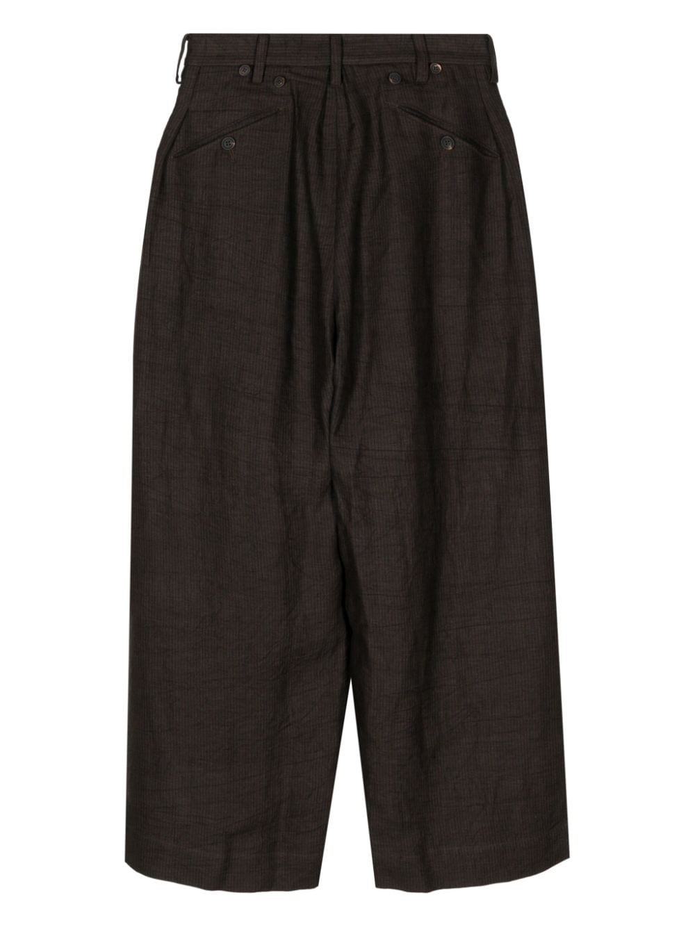 Shop Ziggy Chen Linen Wide-leg Trousers In Brown