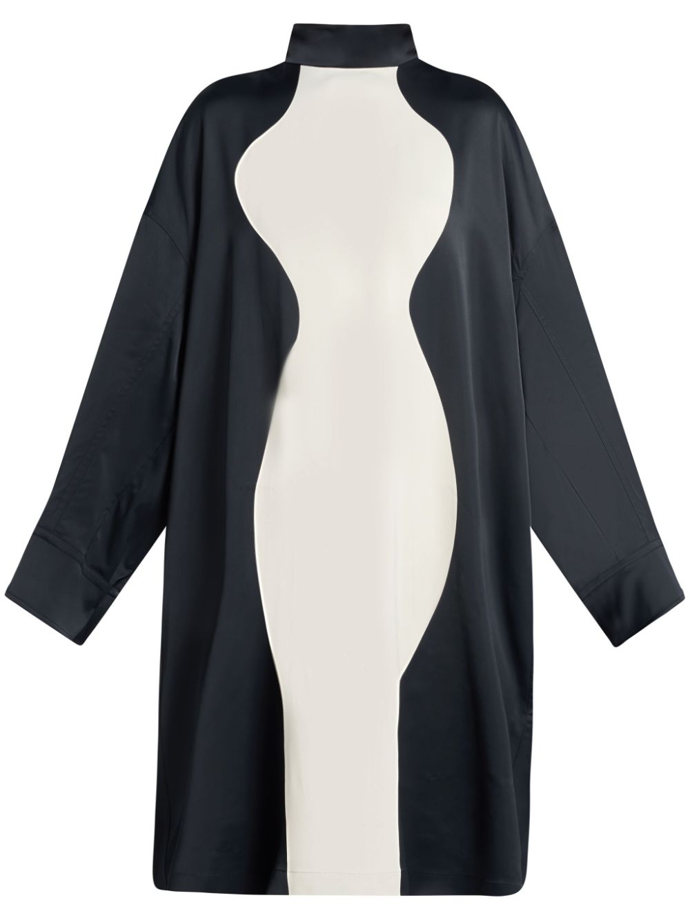 Ferragamo Two-tone Satin Dress In Black