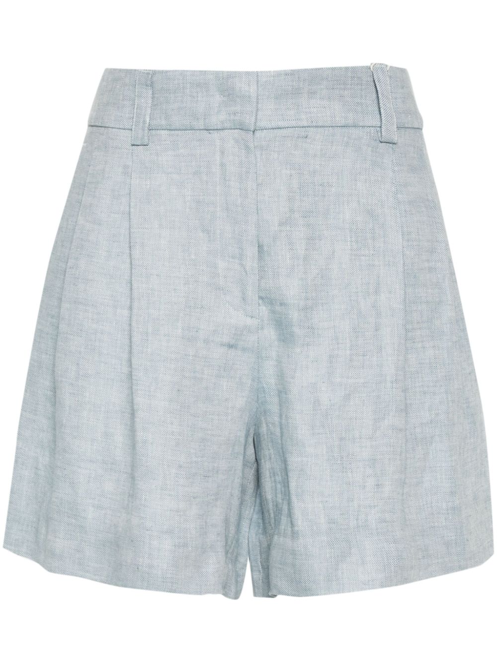Incotex Linen Pleated Shorts In Blue